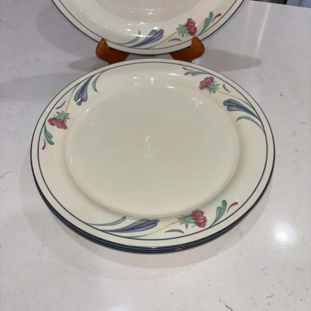 Lenox Chinastone Poppies on Blue Dinner Plates, Set of 4